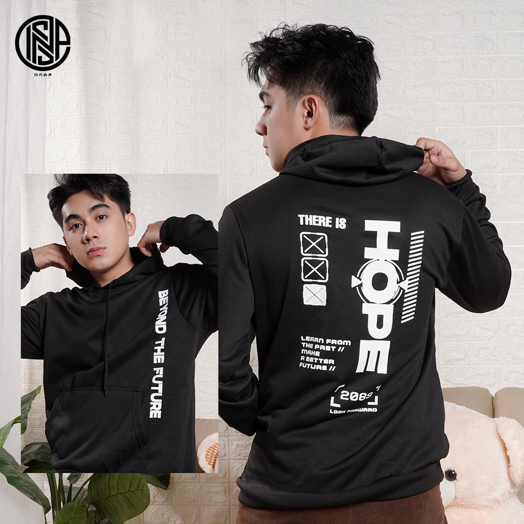 INSPI Typographic Hoodie Jacket for Men with Pockets Korean Style Printed Pullover Unisex Hoodies