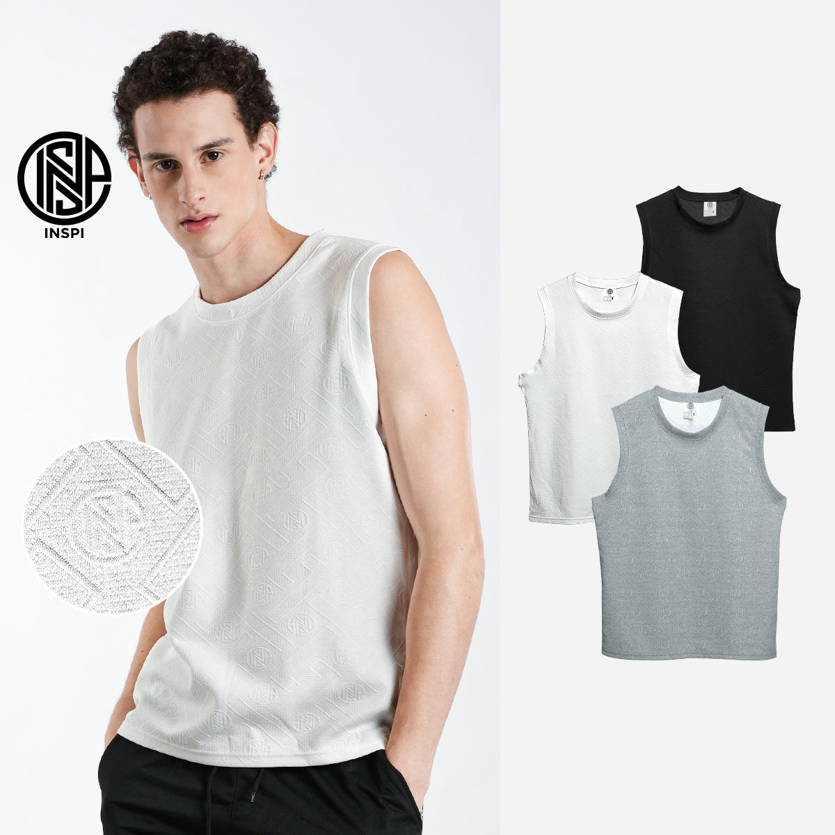 INSPI Textured Muscle Tee Originals White