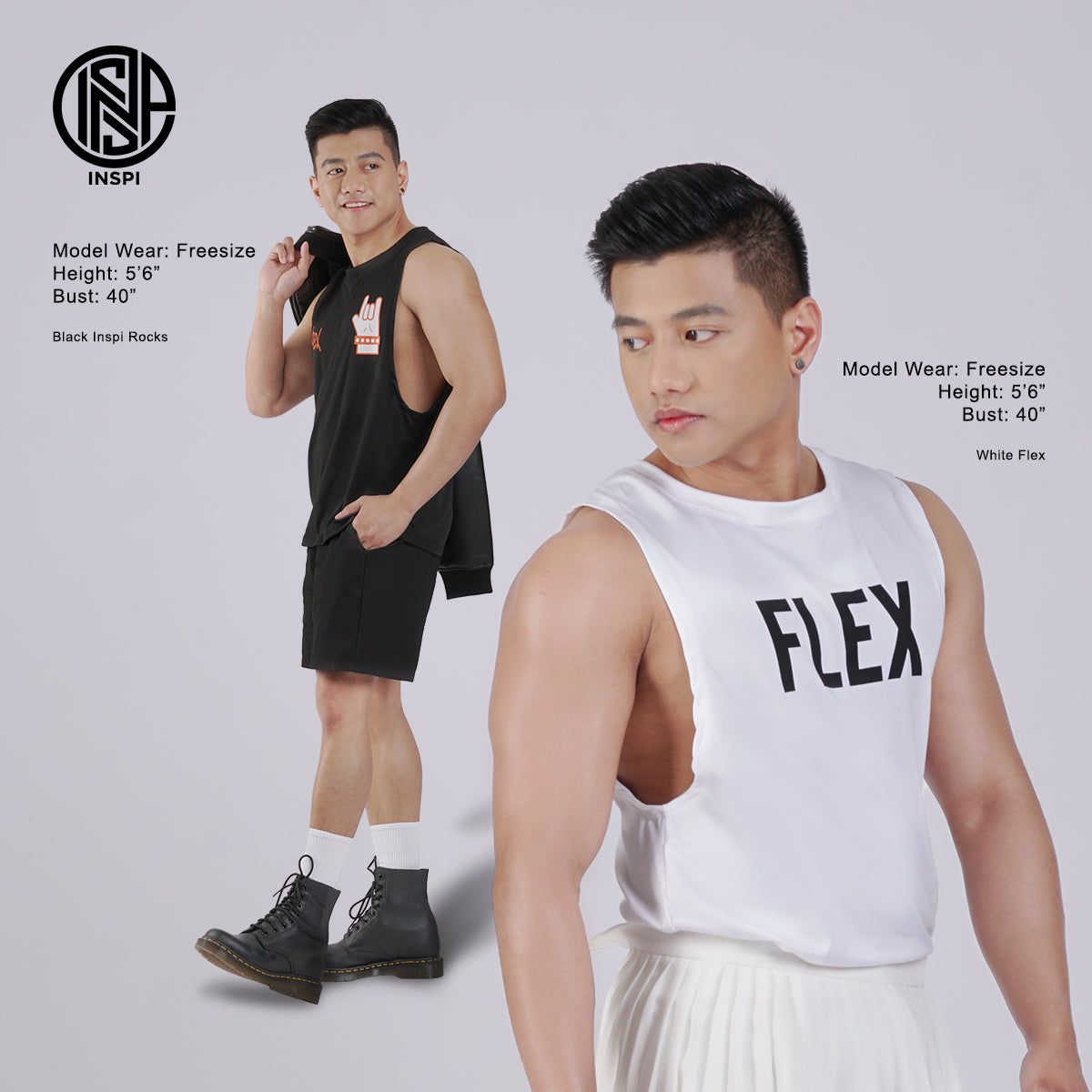 INSPI x Vrix Muscle Tee For Men Printed Sleeveless Tank Top Sando Minimalist Inspired Activewear Mens Gym Clothes