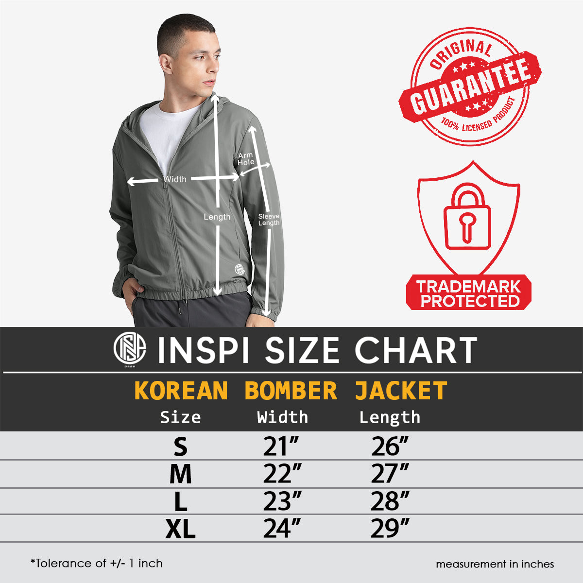 INSPI Originals Windbreaker Bomber Jacket for Men & Women w/ Zipper & Pockets Quick-Dry Hoodies Plain Motorcycle Coat 8