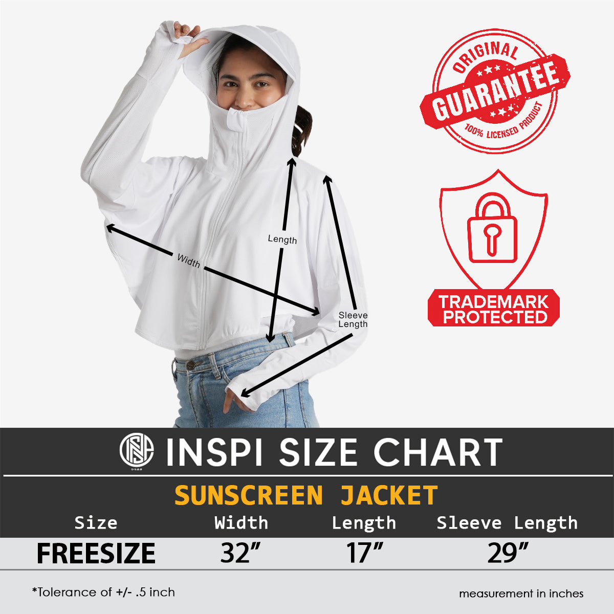 INSPI Sunscreen Jacket For Men and Women with Hoodie UV-Proof Quick Dry Long Sleeve Sun Protection w/ Zipper & Face Cover