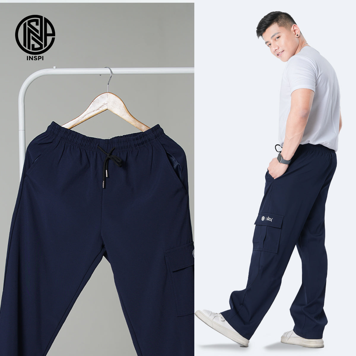 INSPI x Vrix Cargo Pants with Drawstring and Pockets.