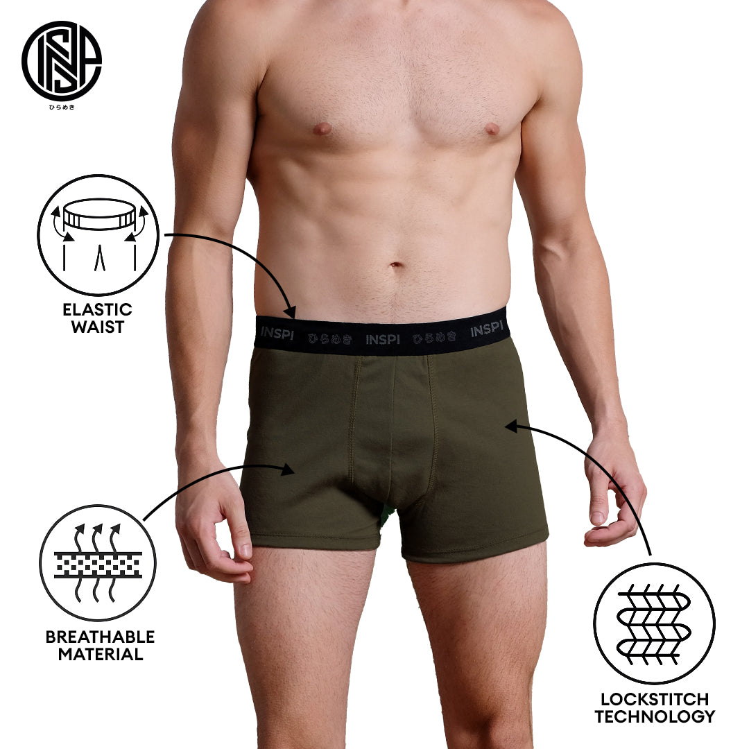 INSPI Basics 3pcs Set Boxer Brief for Man Assorted Colors Boxers Shorts Underwear for Men Black Gray Design 1