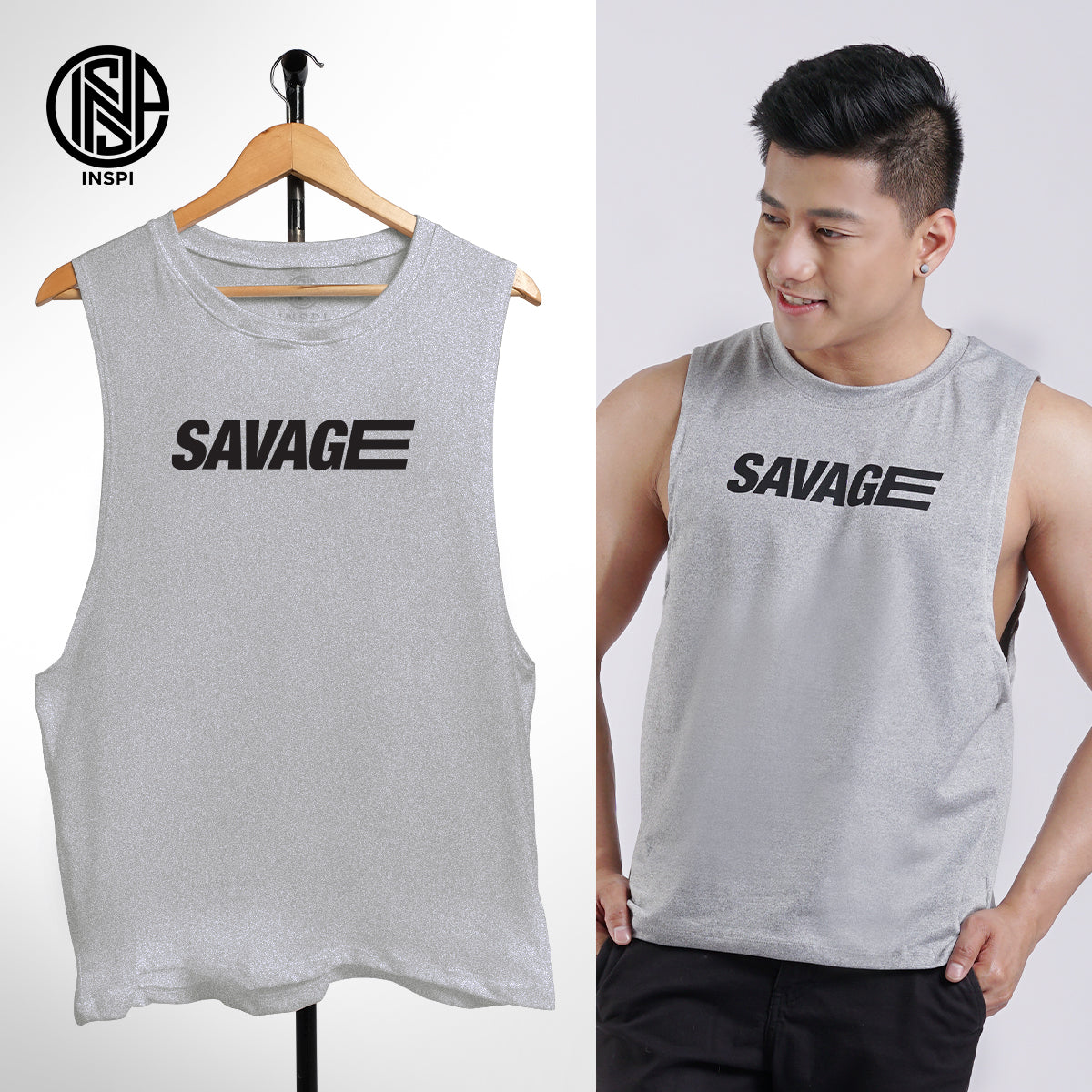 INSPI x Vrix Muscle Tee For Men Printed Sleeveless Tank Top Sando Minimalist Inspired Activewear Mens Gym Clothes