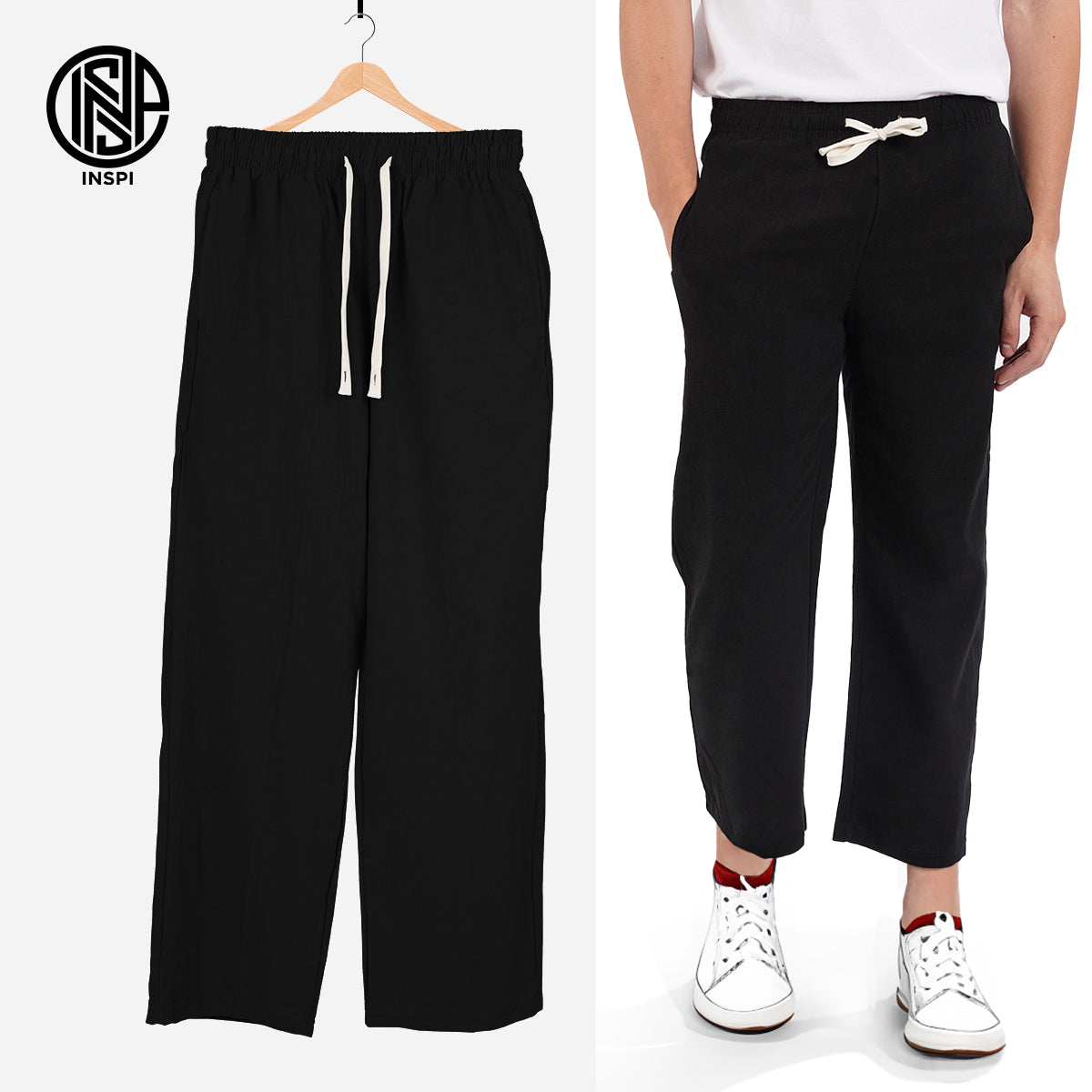 INSPI Drawstring Pants Black