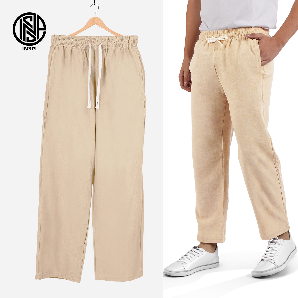 INSPI Drawstring Pants Light Khaki