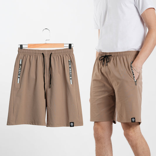 INSPI Modern Fit Elastic Shorts Khaki