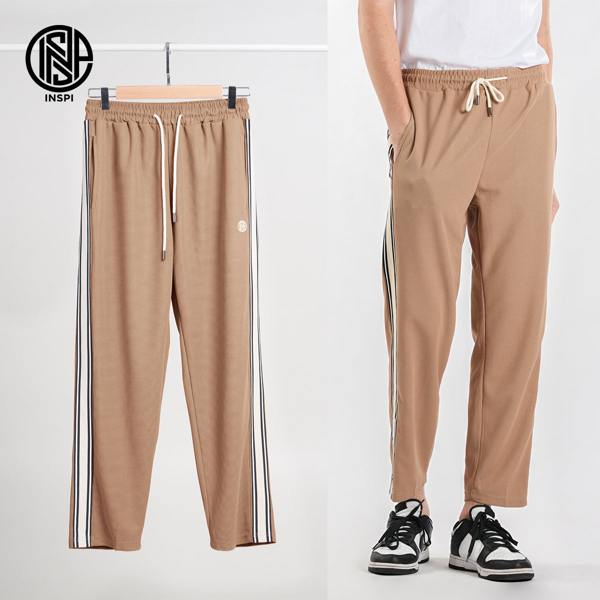 INSPI Waffle Pants with Drawstring and Pockets for Men and Women.