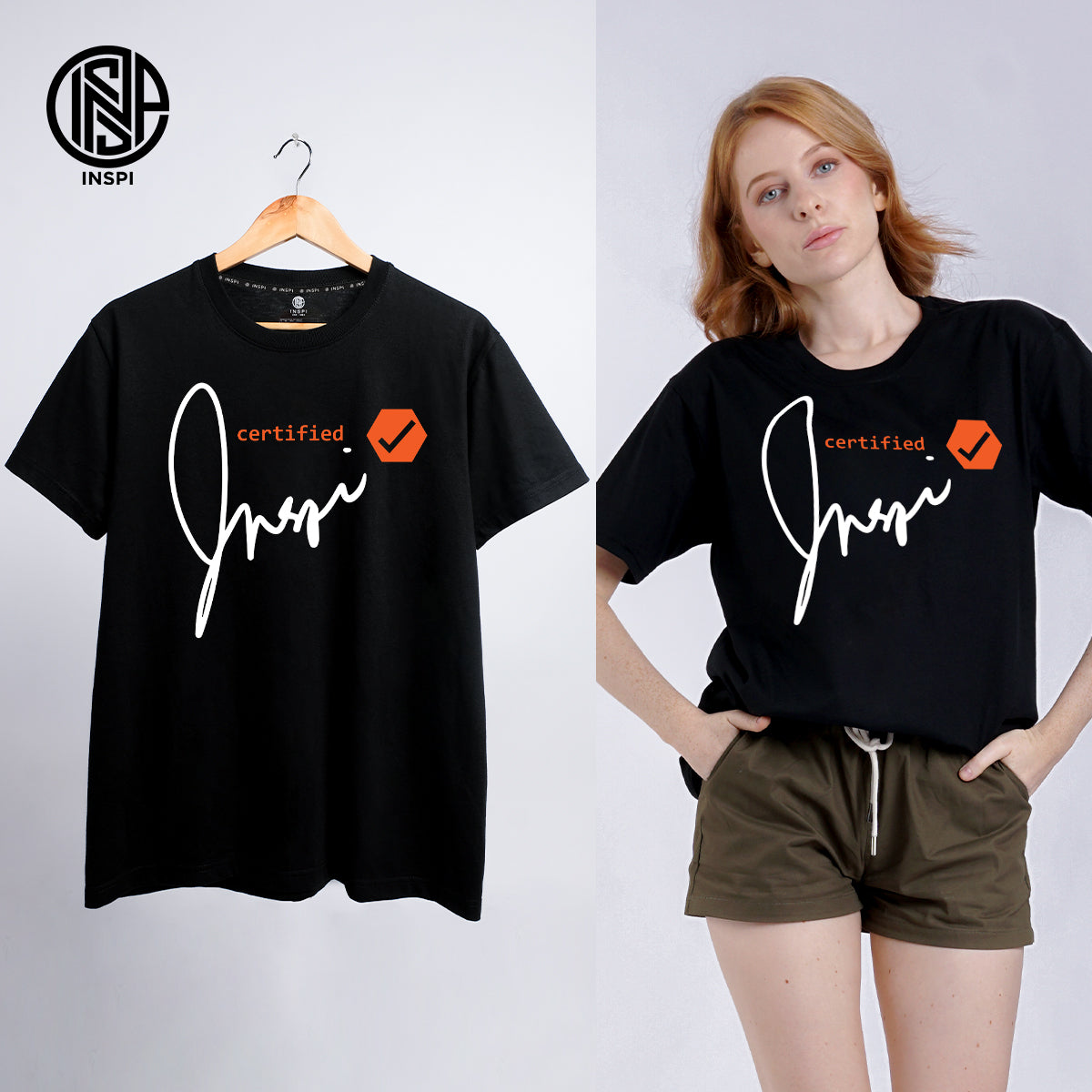 INSPI Signature Collection Round Neck Printed Tshirt For Men Minimalist Graphic Outfits For Women Graphic Black Tops