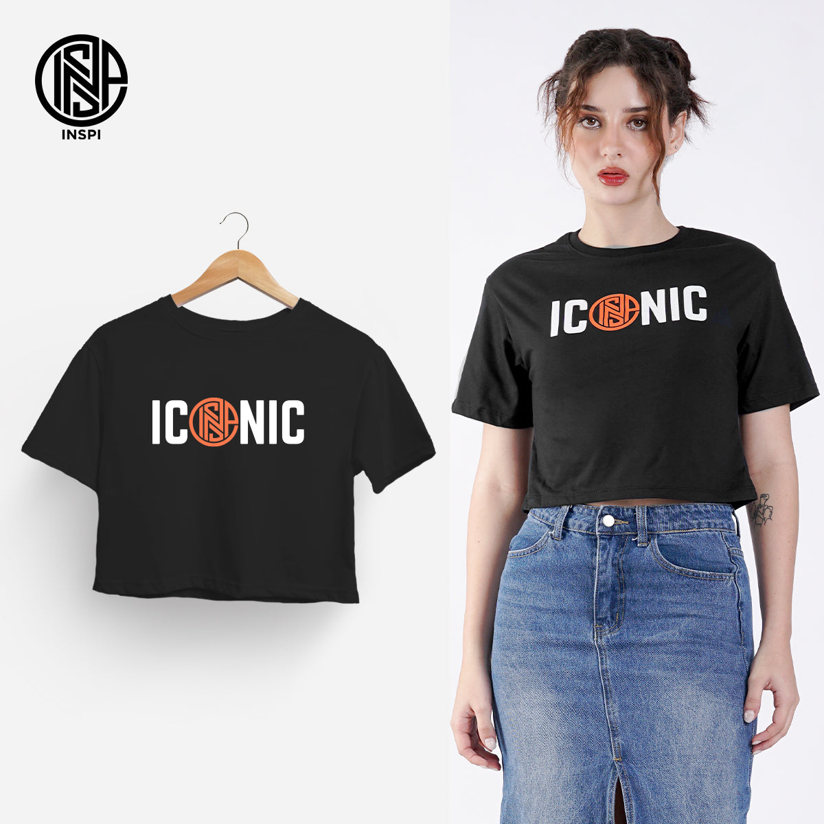 INSPI Originals Creators Crop Tops For Women Collection Statement Loose Fit Printed Round Neck Outfit Statements