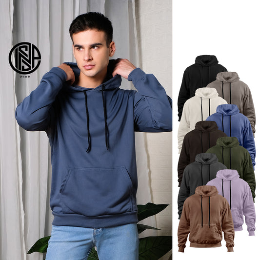 INSPI Plain Hoodie Jacket For Men with Pockets Korean Trendy Tops For Women Cotton Pullover Jackets
