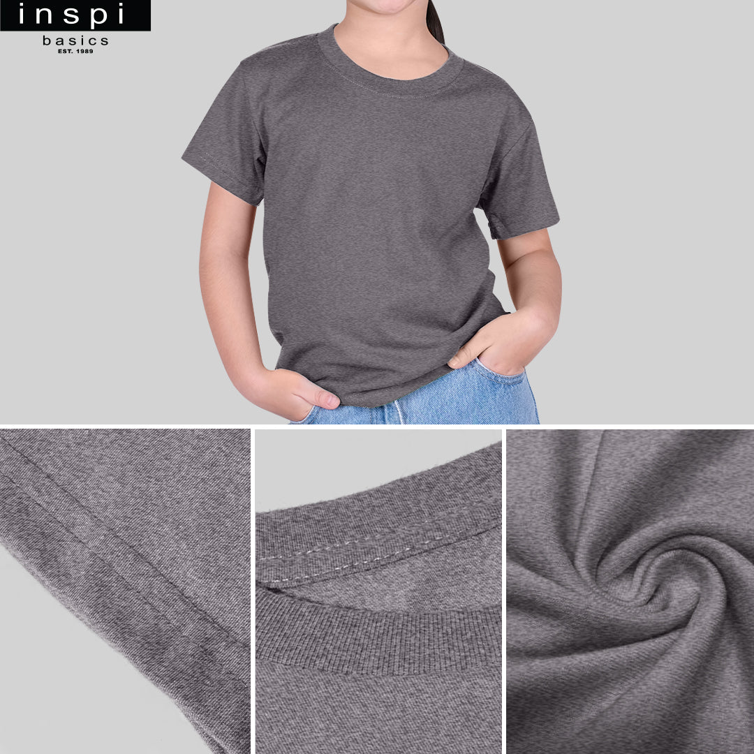 INSPI Basics Premium Cotton Round Neck Shirt Acid Gray Tshirt for Girls