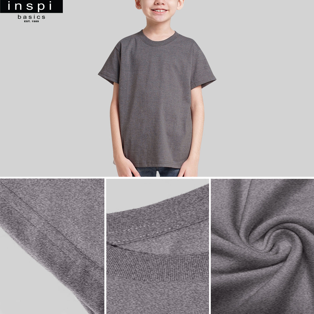 INSPI Basics Premium Cotton Round Neck Shirt Light Gray Tshirt for Boys