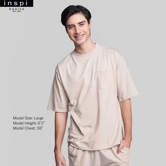 INSPI Basics Premium Khaki Oversized Shirt With Pocket Trendy Earth For Men