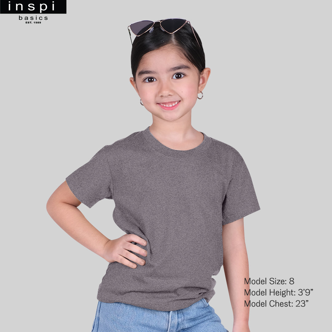 INSPI Basics Premium Cotton Round Neck Shirt Acid Gray Tshirt for Girls