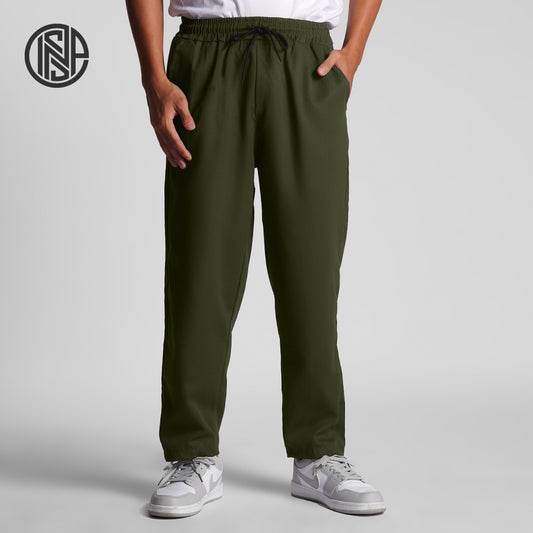 INSPI Oversized Trouser Baggy Pants with Drawstring for Men in Army Green