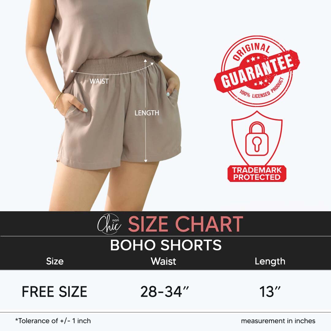 INSPI Chic Rust Boho Shorts for Woman Summer Korean Cotton Short for Women Beach Outfit Sleepwear