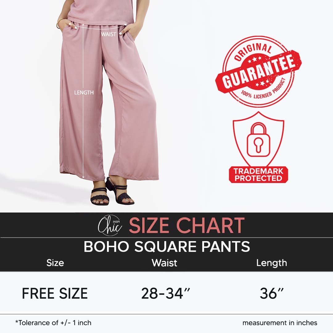 INSPI Chic Old Rose Boho Square Pants for Women Wide Leg Cotton Highwaist Pink Black Gray Beach Outfit