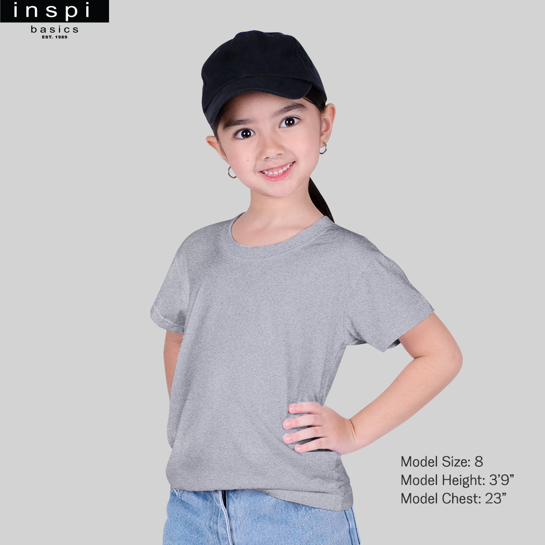 INSPI Basics Premium Cotton Round Neck Shirt Light Gray for Girls