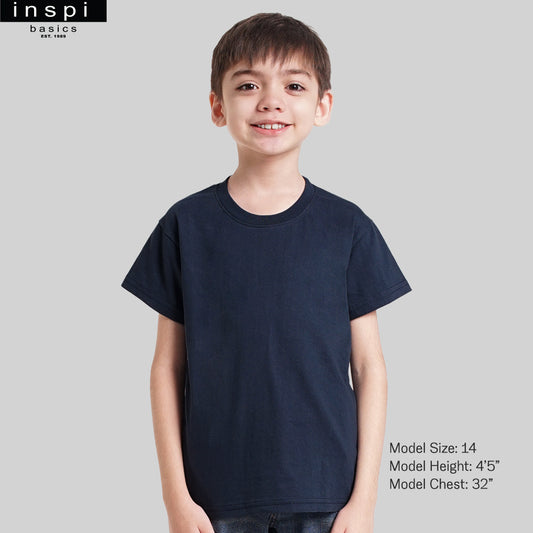 INSPI Basics Premium Cotton Round Neck Shirt Navy Blue Tshirt for Boys