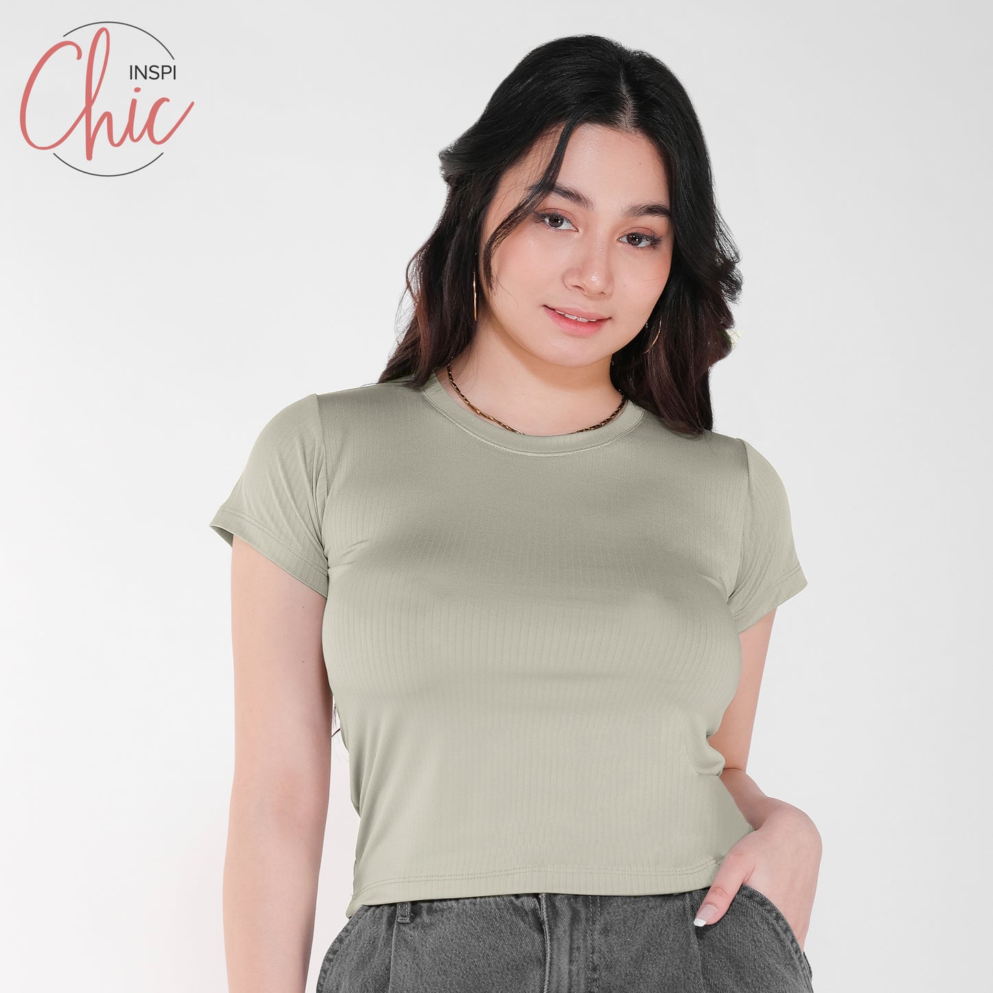 INSPI Chic Color Me Ribbed Basic Tee Croptop Shirt for Women Sleeveless Top