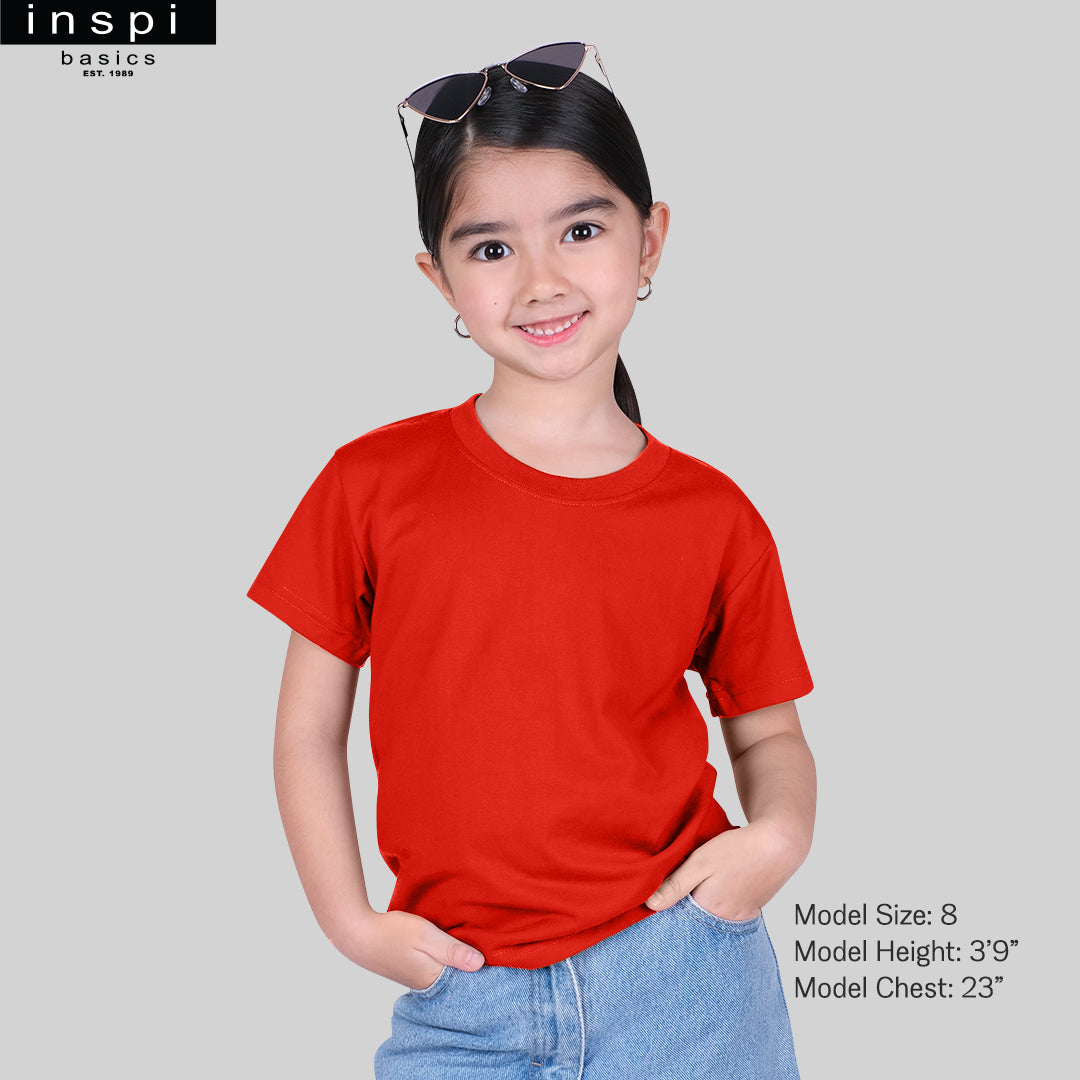 INSPI Basics Premium Cotton Round Neck Shirt Red Tshirt for Girls