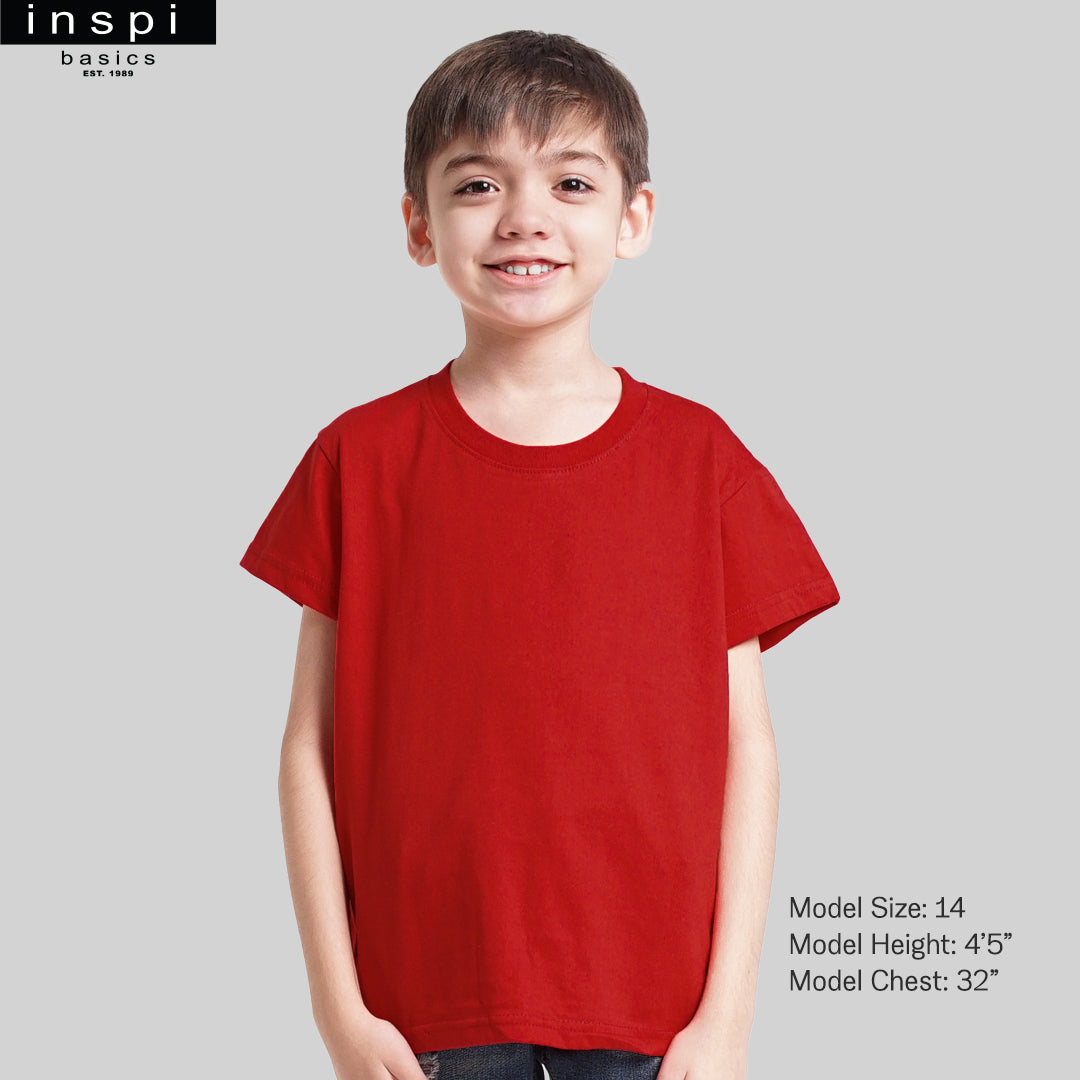 INSPI Basics Premium Cotton Round Neck Shirt Red Tshirt for Boys