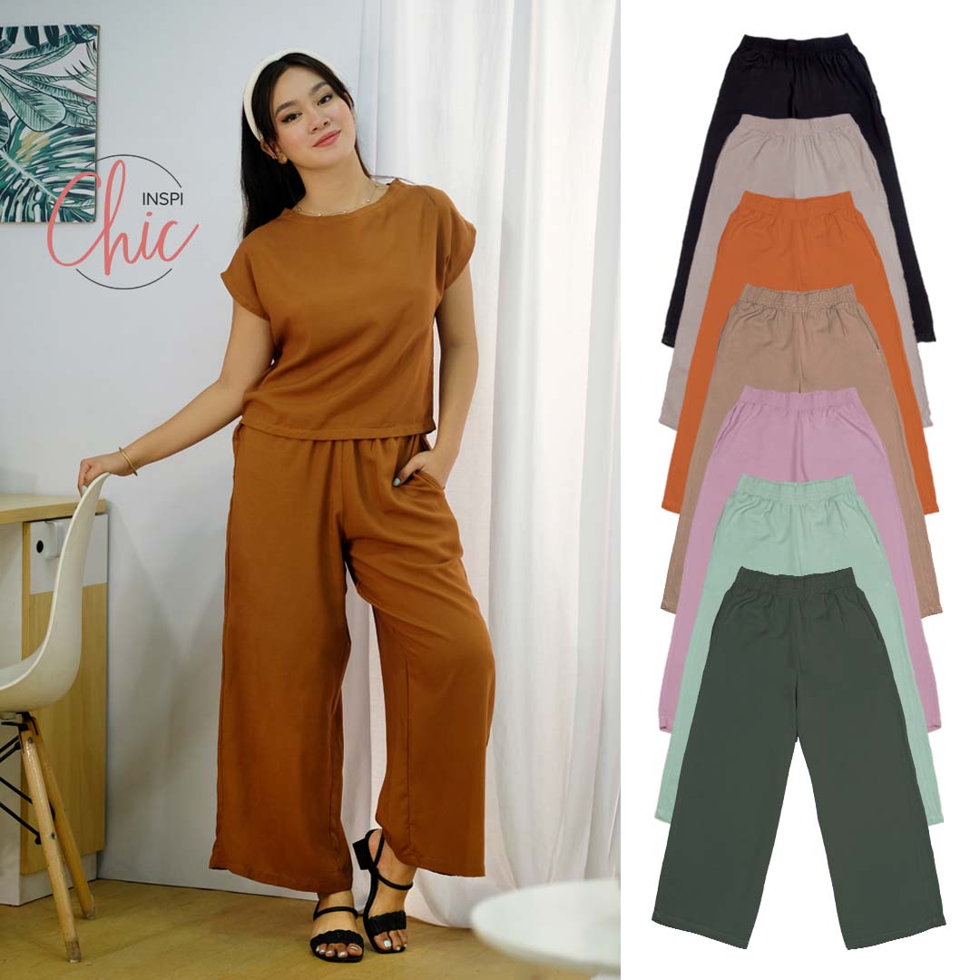 INSPI Chic Tan Brown Boho Square Pants for Women Wide Leg Cotton Highwaist Pink Black Gray Beach Outfit