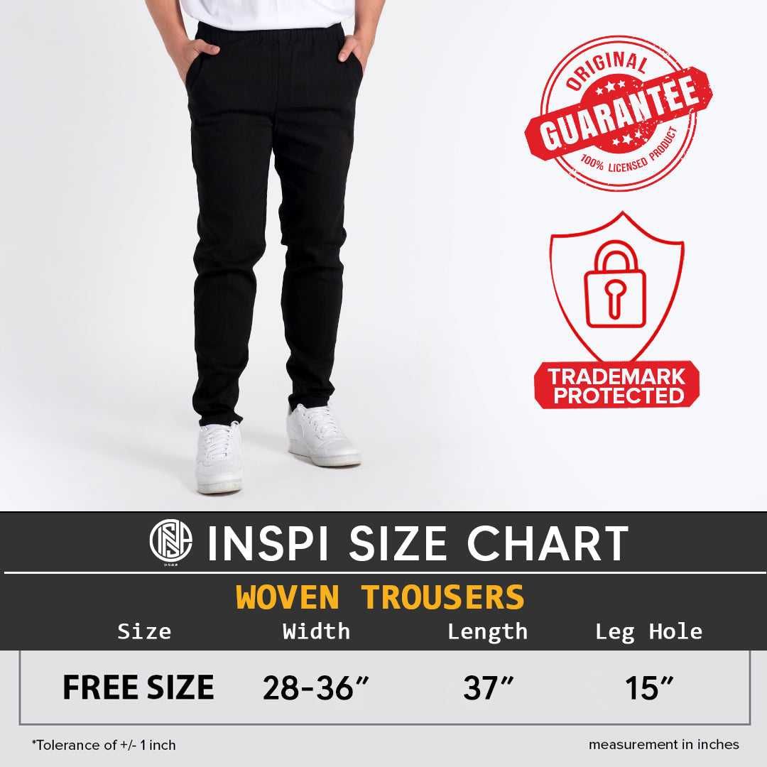 INSPI Trouser Pants for Men with Pockets & Drawstring for Men in Black
