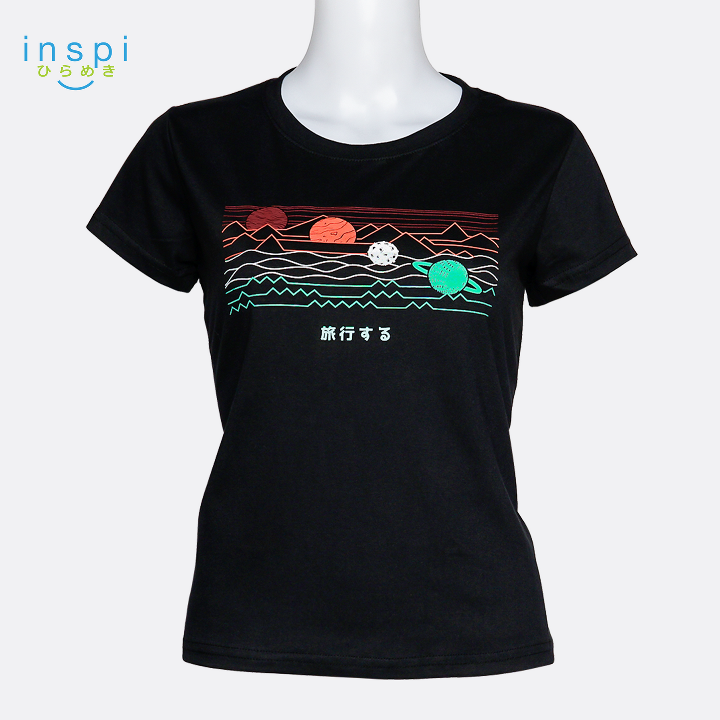 INSPI Tees Ladies Loose Fit Geometric Mountains Graphic