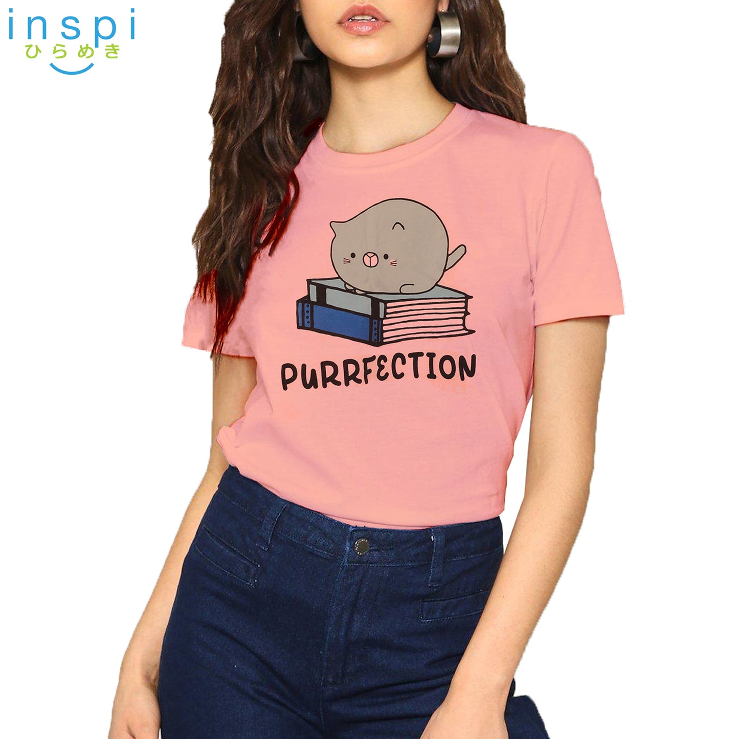 INSPI Tees Ladies Loose Fit Purrfection Graphic Tshirt